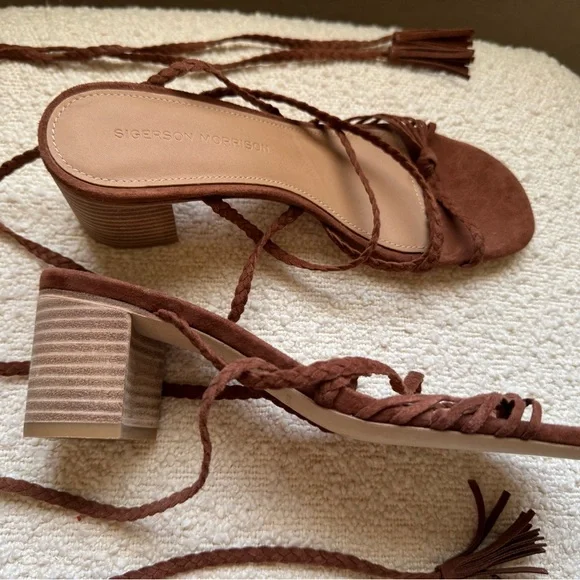 Sigerson Morrison Brown Suede Strappy Sandals - Picture 4 of 5